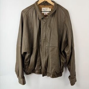 Vintage Mascotin Leather Bomber Jacket USA Brown Distressed Mens L